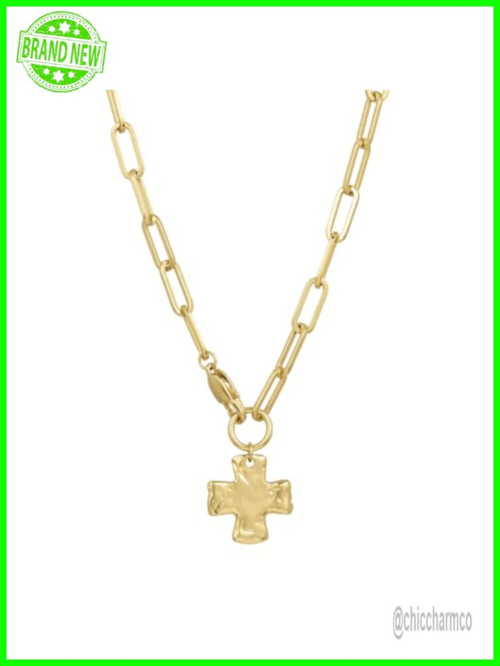 Chunky Cross Chain Necklace & Extender Set Stainless Steel